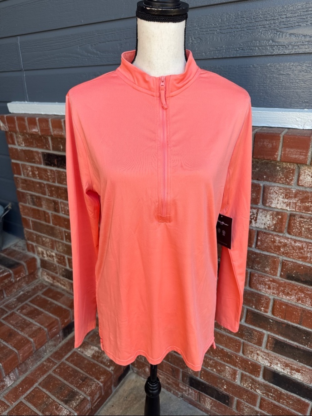 Eddie Bauer Quarter Zip Rashguard Flamingo Coral XL NWT UPF 50+ Swim Sun Shirt